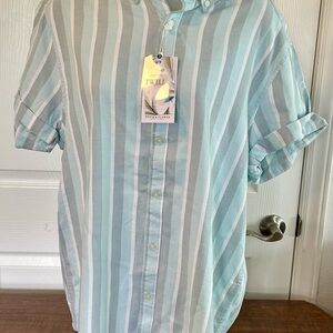 NWT, Denim and Flower Men's Blue Striped Shirt